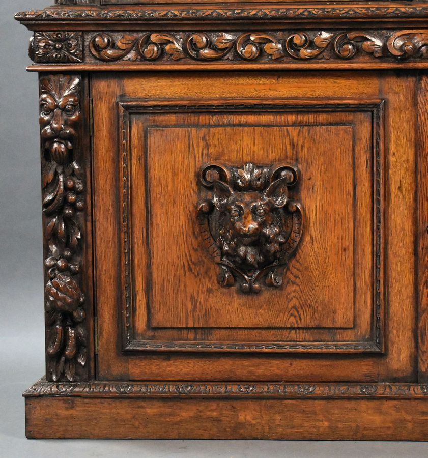 Antique 19th Century Carved Oak Bookcase