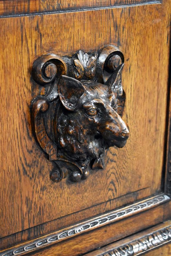 Antique 19th Century Carved Oak Bookcase