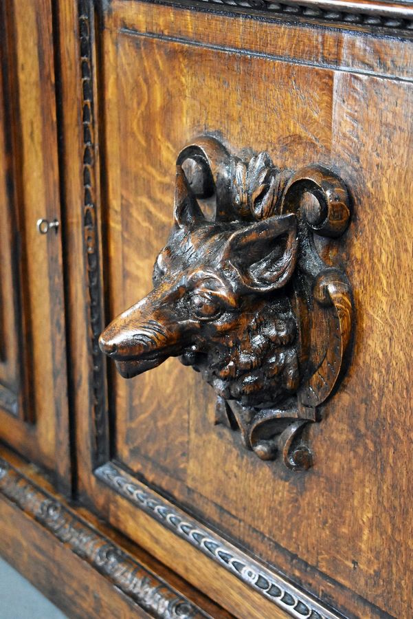 Antique 19th Century Carved Oak Bookcase