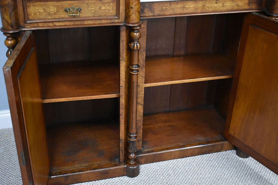 Antique Victorian Walnut Inlaid Mirror Back Sideboard