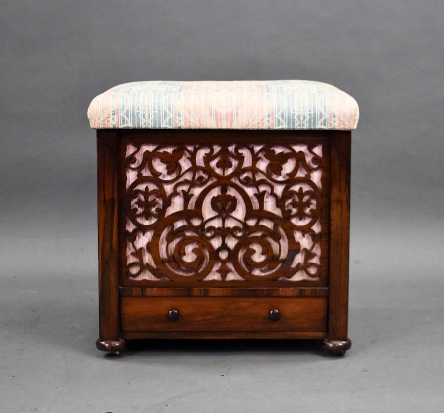 Antique Mid Victorian Rosewood Ottoman