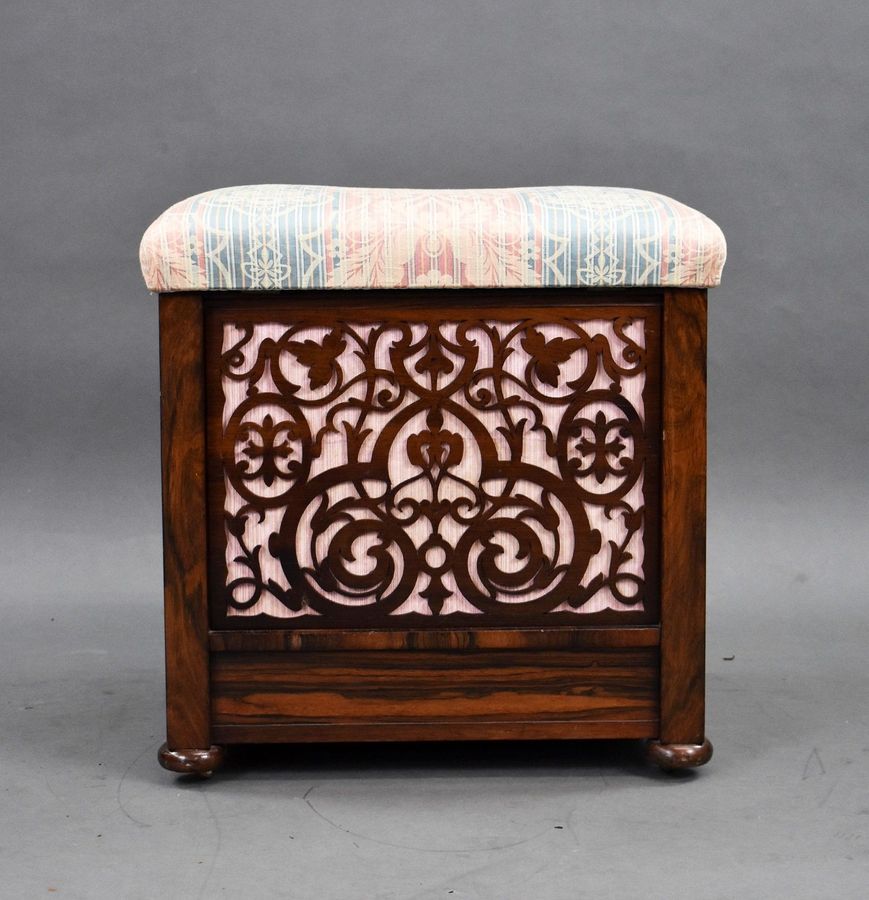 Antique Mid Victorian Rosewood Ottoman