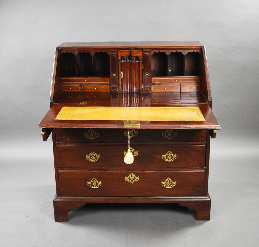 Antique George II Red Walnut Bureau