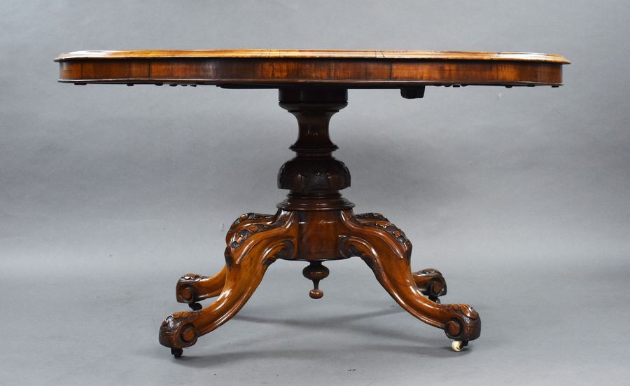 Antique Victorian Burr Walnut Oval Loo Table