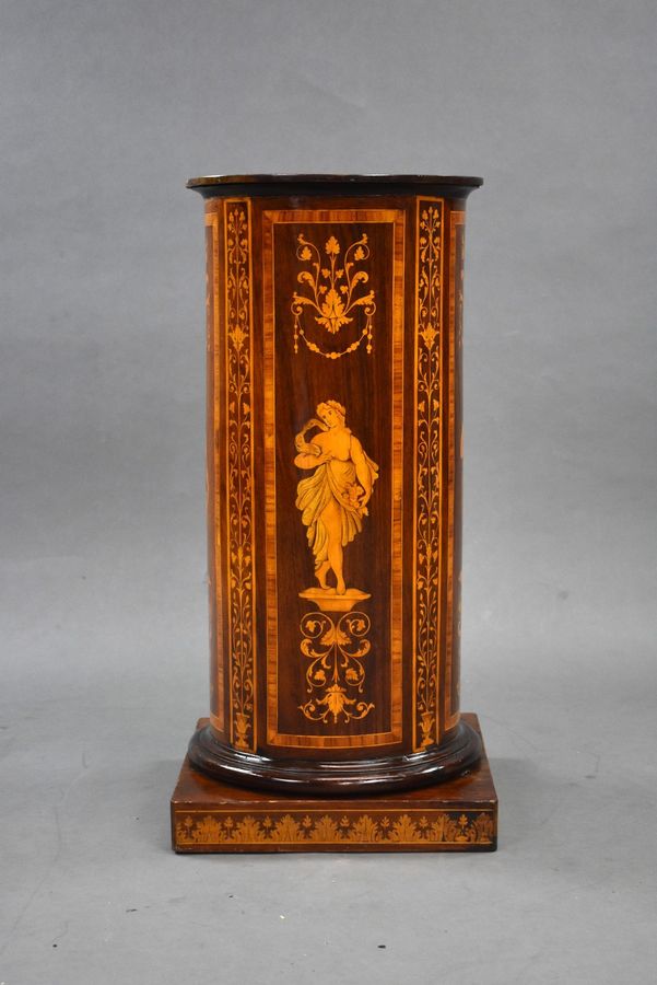 Antique 19th Century Italian Marquetry Inlaid Cylindrical Pot Cupboard