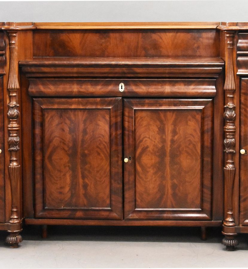 Antique Antique Flame Mahogany Biedermeier Sideboard