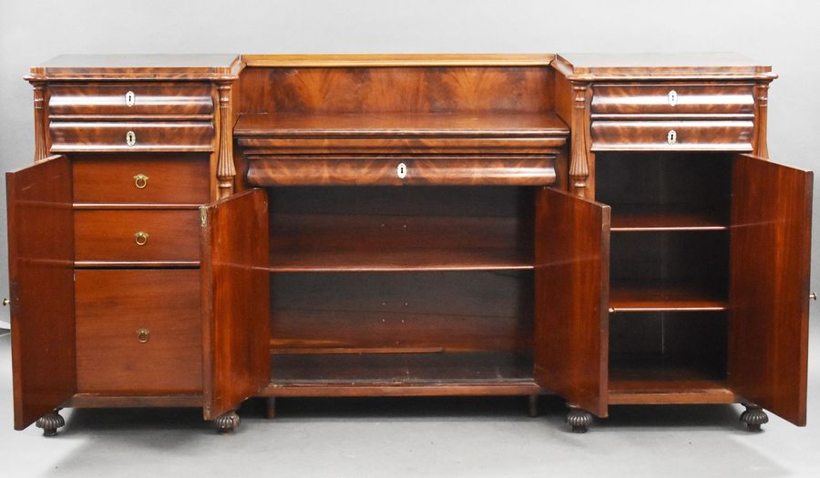 Antique Antique Flame Mahogany Biedermeier Sideboard