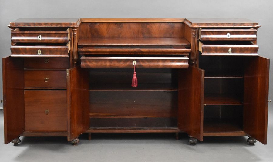 Antique Antique Flame Mahogany Biedermeier Sideboard