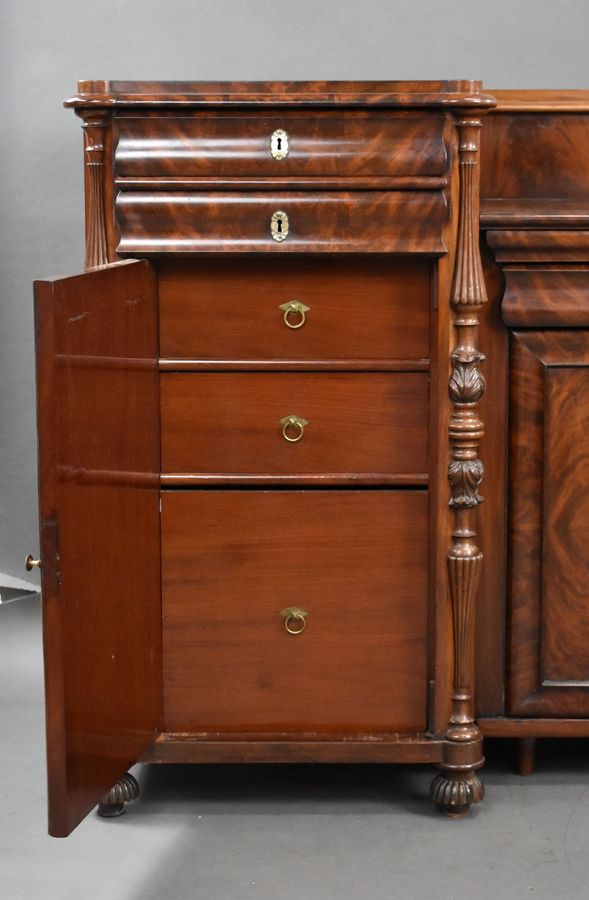 Antique Antique Flame Mahogany Biedermeier Sideboard