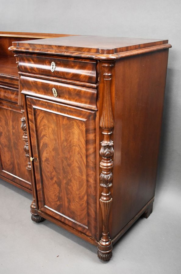 Antique Antique Flame Mahogany Biedermeier Sideboard