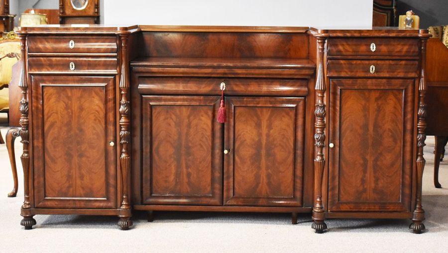 Antique Antique Flame Mahogany Biedermeier Sideboard