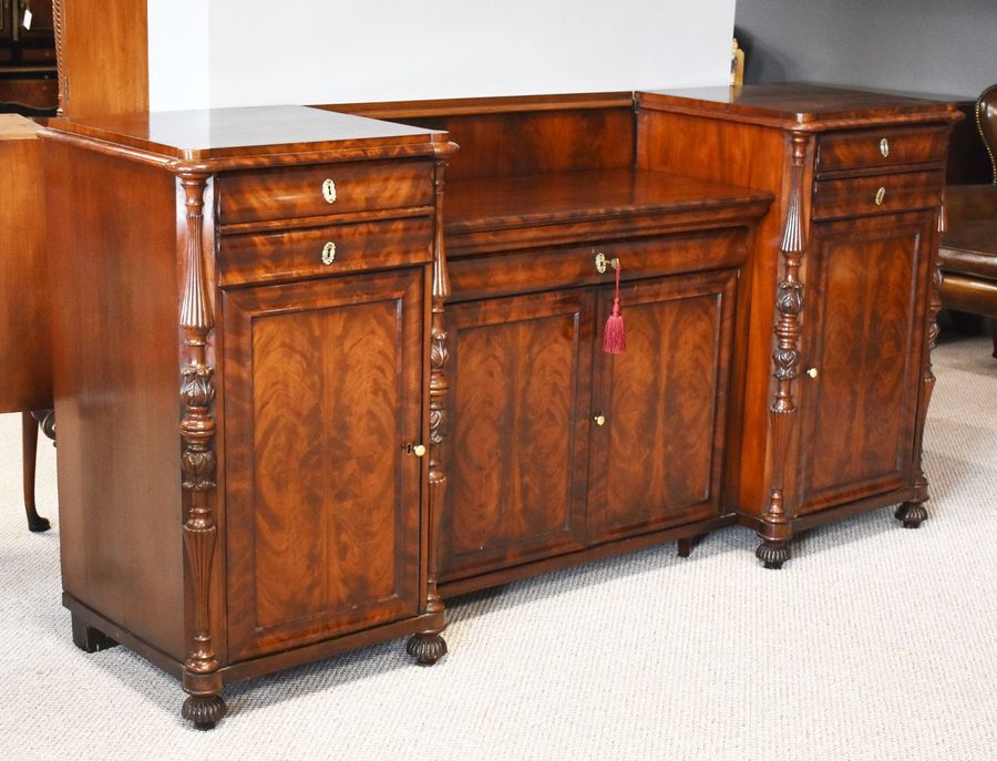 Antique Antique Flame Mahogany Biedermeier Sideboard