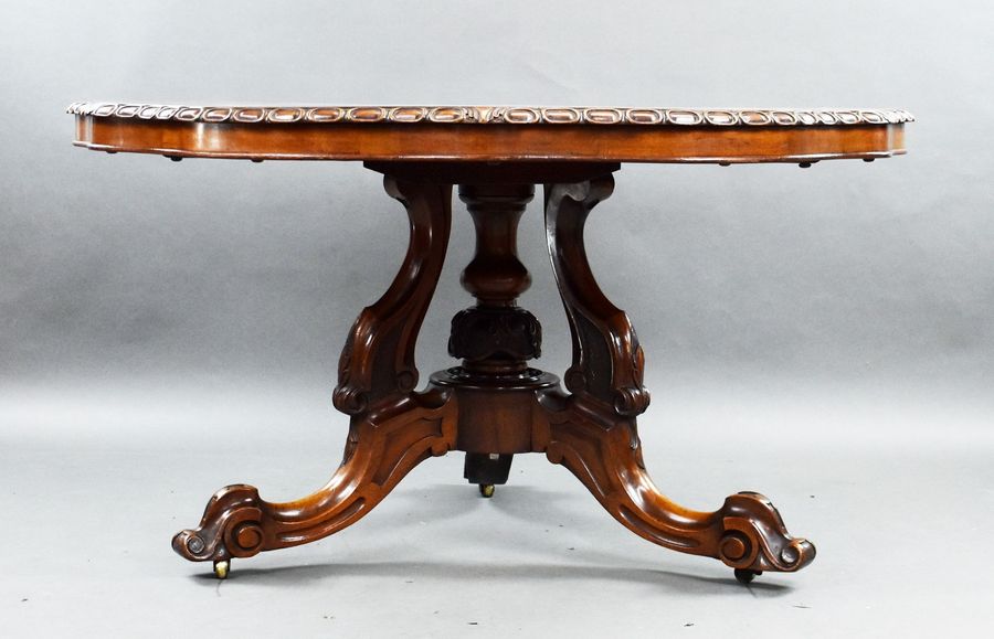 Antique Victorian Burr Walnut Round Breakfast Table by T. Wilson