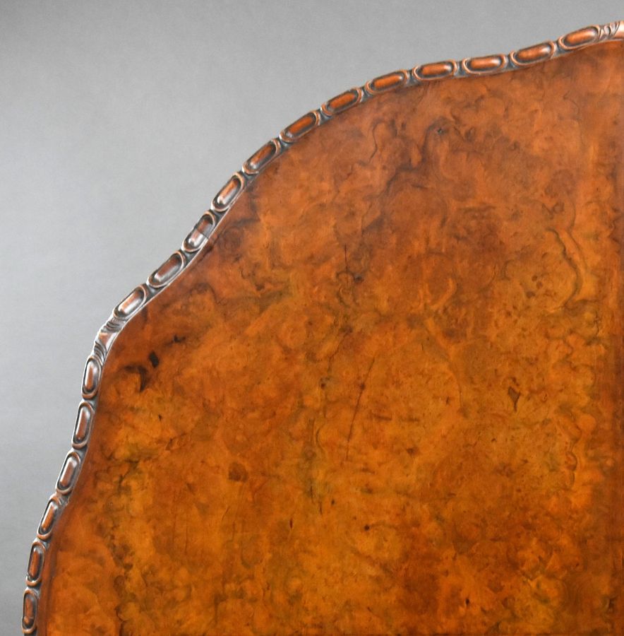 Antique Victorian Burr Walnut Round Breakfast Table by T. Wilson