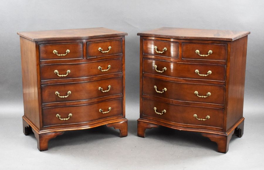 Pair Mahogany Serpentine Chests