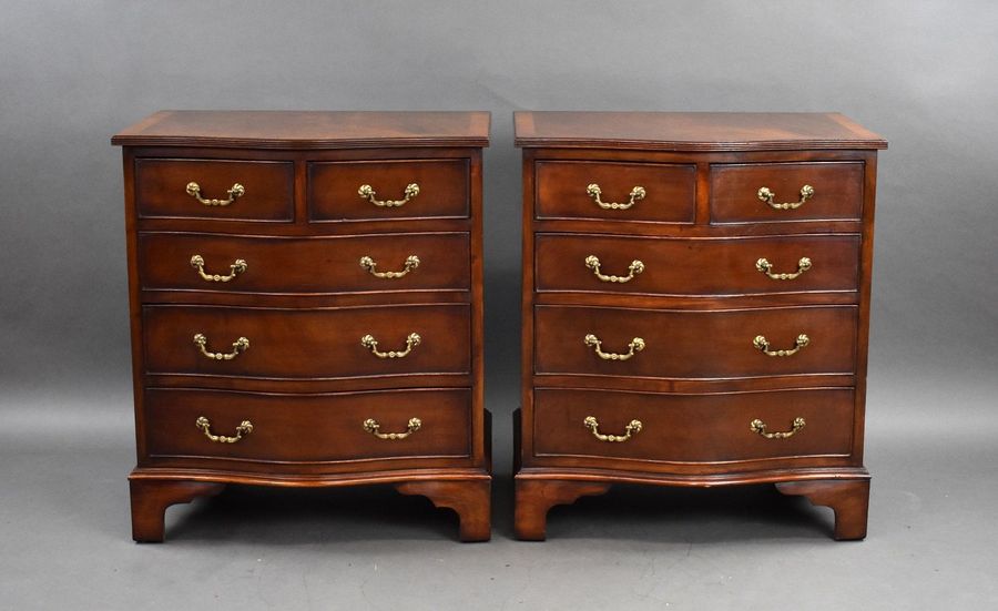 Antique Pair Mahogany Serpentine Chests