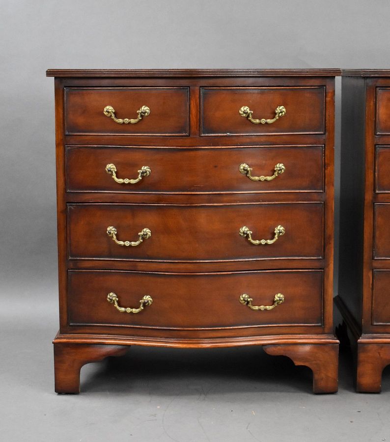 Antique Pair Mahogany Serpentine Chests