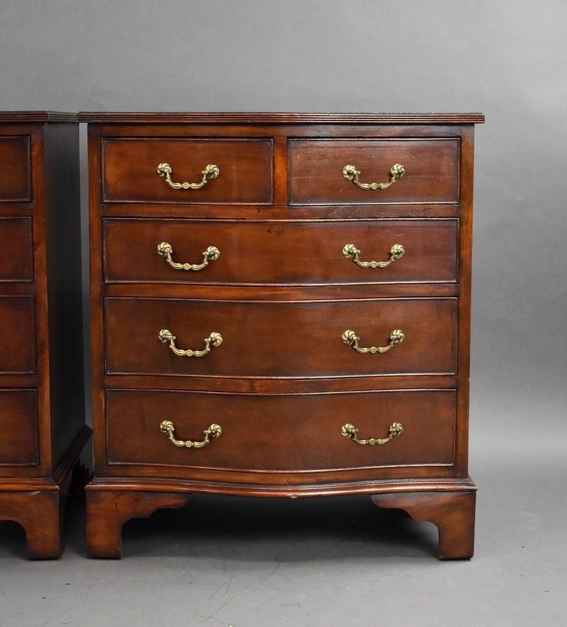 Antique Pair Mahogany Serpentine Chests