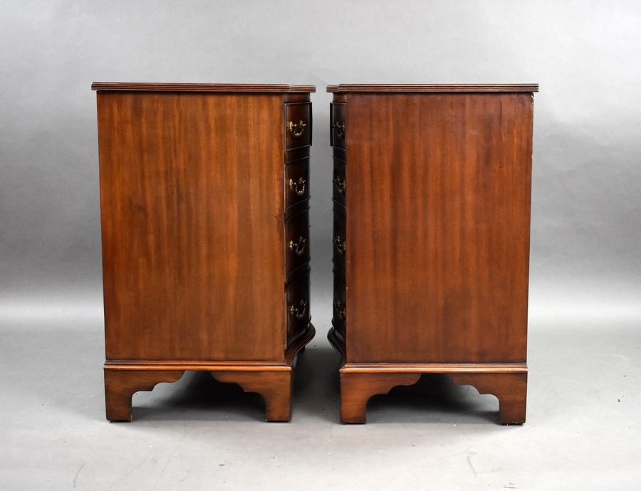 Antique Pair Mahogany Serpentine Chests