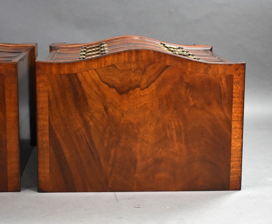 Antique Pair Mahogany Serpentine Chests