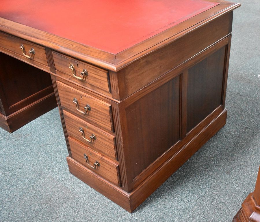 Antique Victorian Mahogany Pedestal Desk