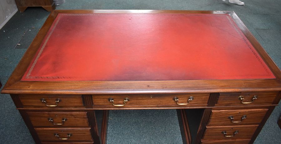 Antique Victorian Mahogany Pedestal Desk