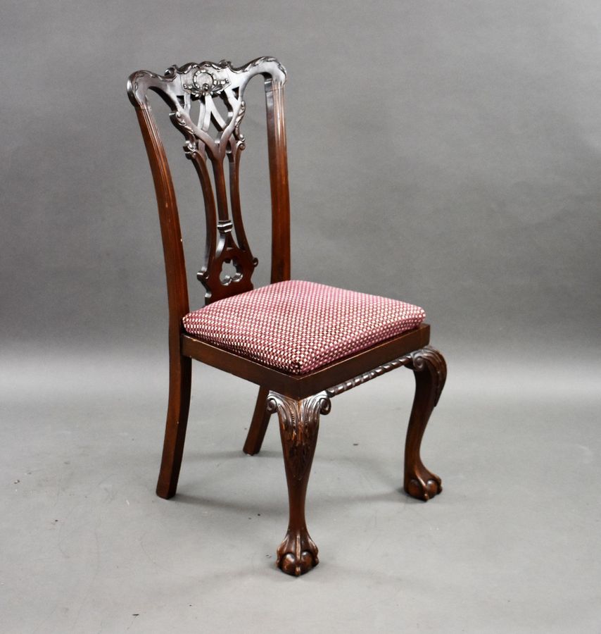 Antique Set of 6 Mahogany Chippendale Style Dining Chairs