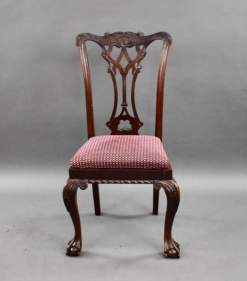 Antique Set of 6 Mahogany Chippendale Style Dining Chairs