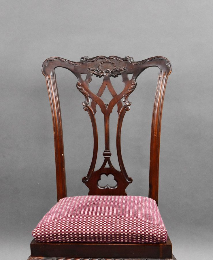 Antique Set of 6 Mahogany Chippendale Style Dining Chairs