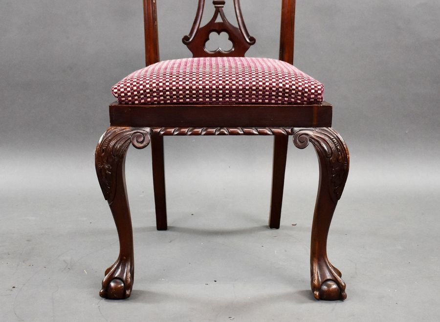 Antique Set of 6 Mahogany Chippendale Style Dining Chairs