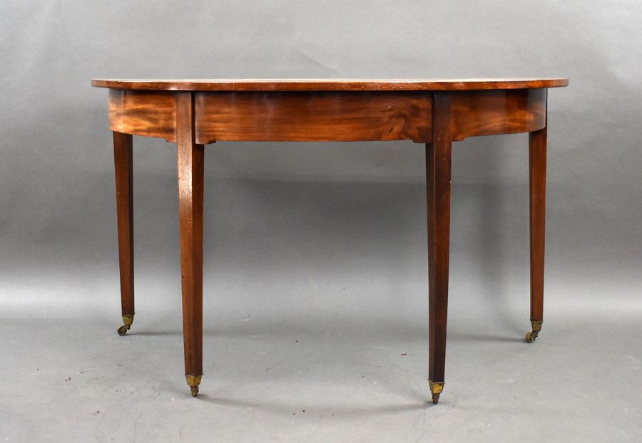 Antique Pair of George III Mahogany Demi Lune Console Tables