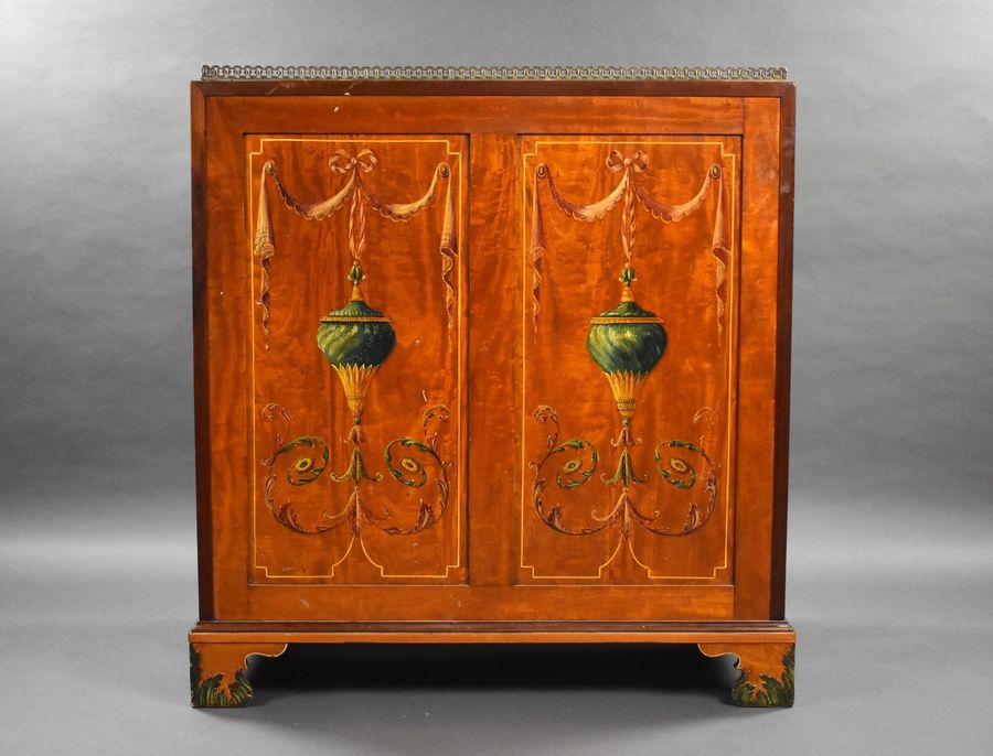 Antique Edwardian Hand Painted Satinwood Bureau