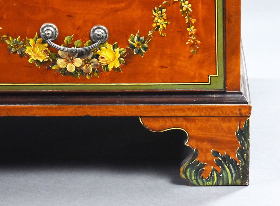 Antique Edwardian Hand Painted Satinwood Bureau