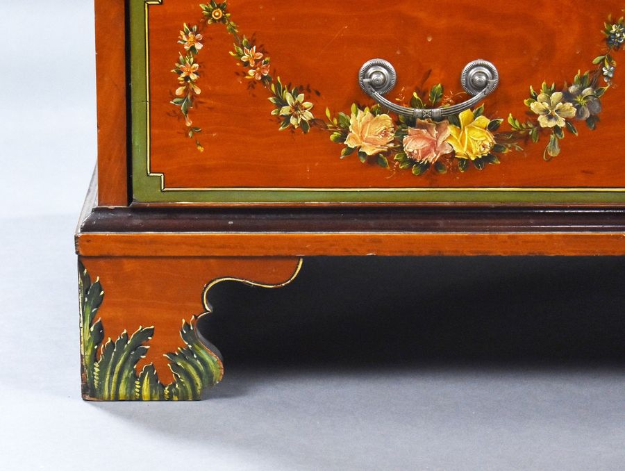 Antique Edwardian Hand Painted Satinwood Bureau