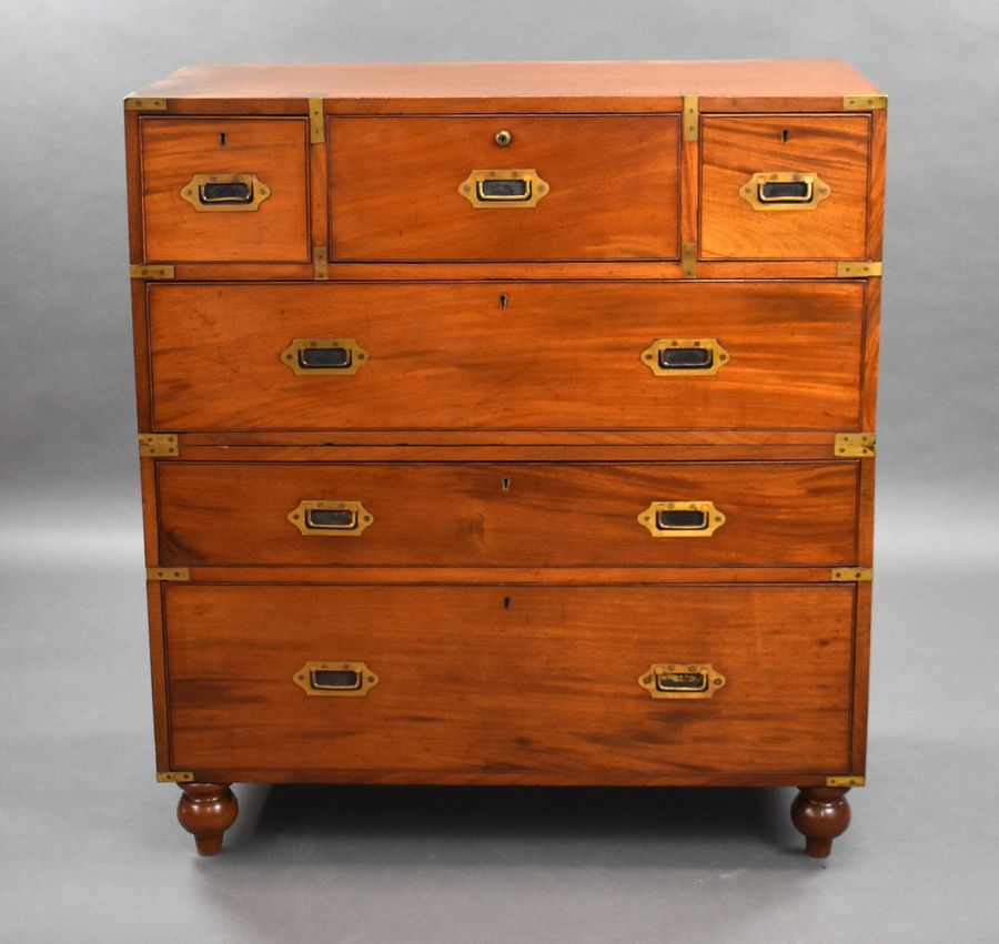 Antique Victorian Mahogany Secretaire Campaign Chest