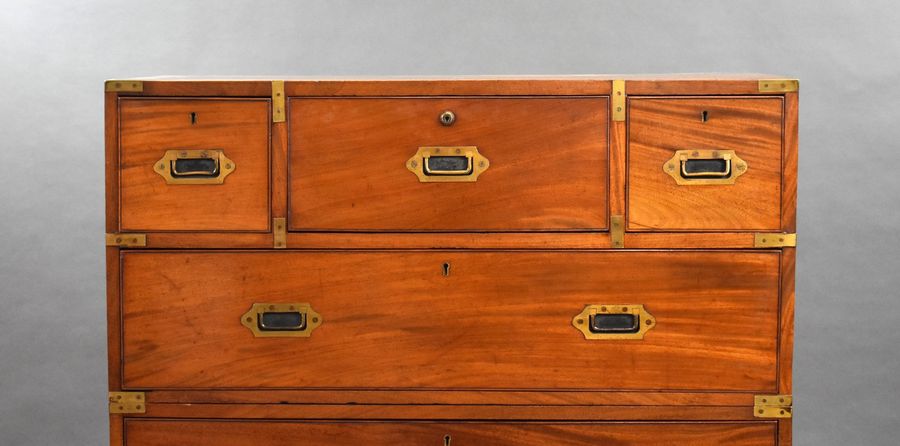 Antique Victorian Mahogany Secretaire Campaign Chest