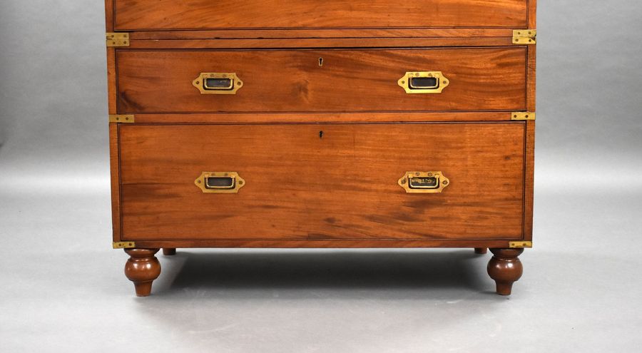 Antique Victorian Mahogany Secretaire Campaign Chest