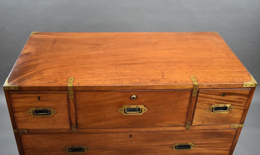 Antique Victorian Mahogany Secretaire Campaign Chest