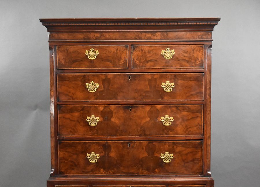 Antique George III Burr Walnut Chest on Stand