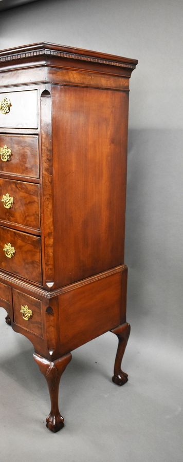 Antique George III Burr Walnut Chest on Stand