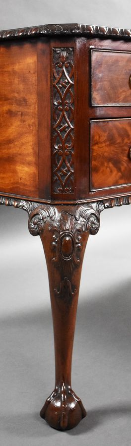 Antique Antique Flame Mahogany Chippendale Style Writing Table