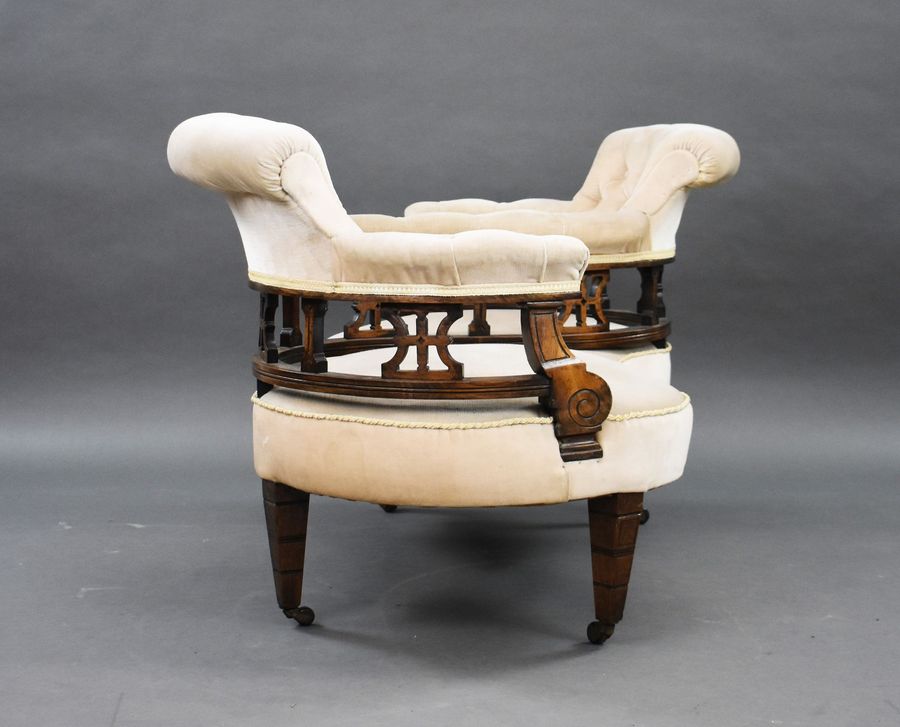 Antique Victorian Walnut Conversation Seat