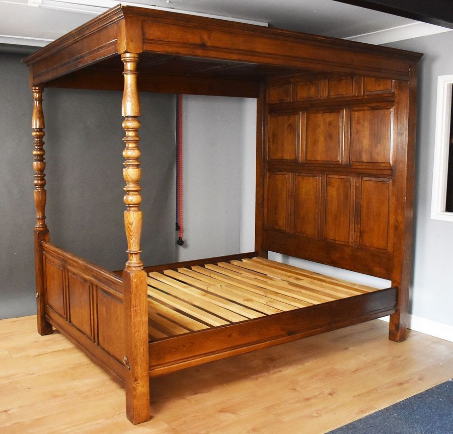 Antique Solid Oak Kingsize Four Poster Bed