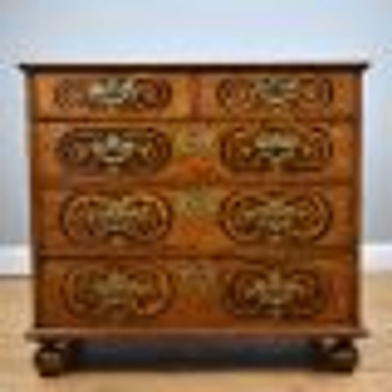 Antique William & Mary Walnut and Marquetry Chest of Drawers