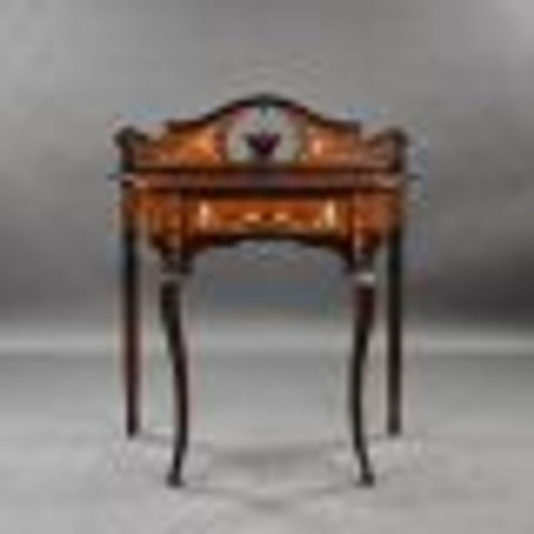 Antique Victorian Rosewood Inlaid Writing Table