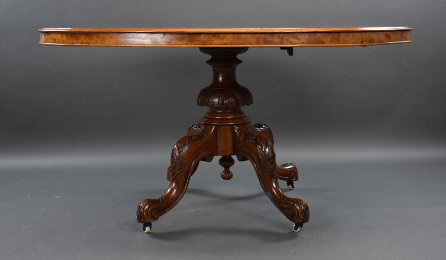 Antique Victorian Burr Walnut Oval Loo Table