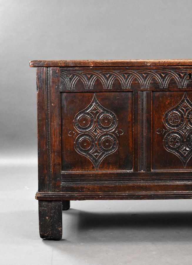 Antique 17th Century Carved Oak Coffer