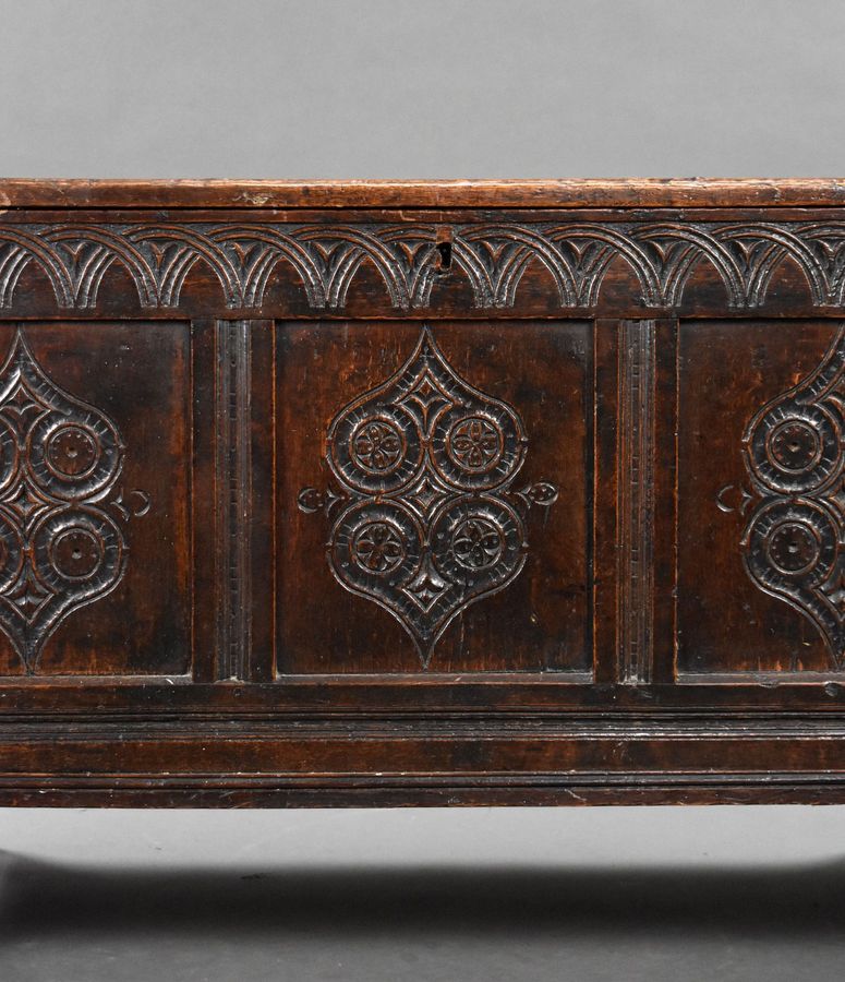 Antique 17th Century Carved Oak Coffer