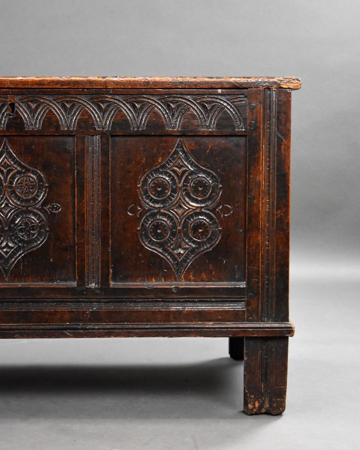 Antique 17th Century Carved Oak Coffer