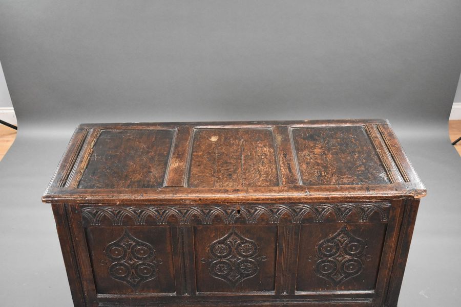 Antique 17th Century Carved Oak Coffer